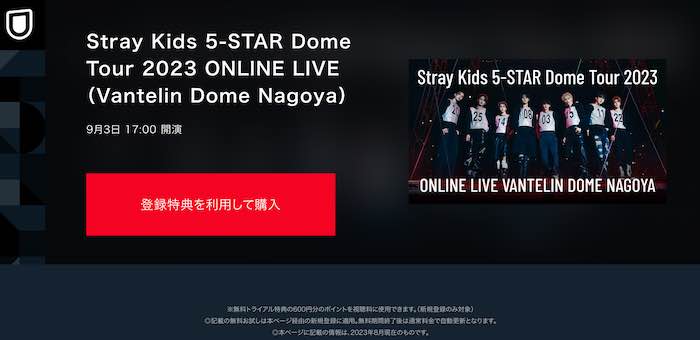 Stray Kidsドームツアー U-NEXT ライブ配信